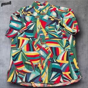 Vtg Gottex Mens Shirt Sailboats Spinnakers L Rare RL Style